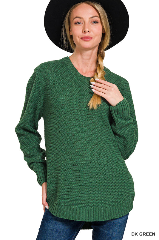 Dk. Green Waffle Knit Sweater